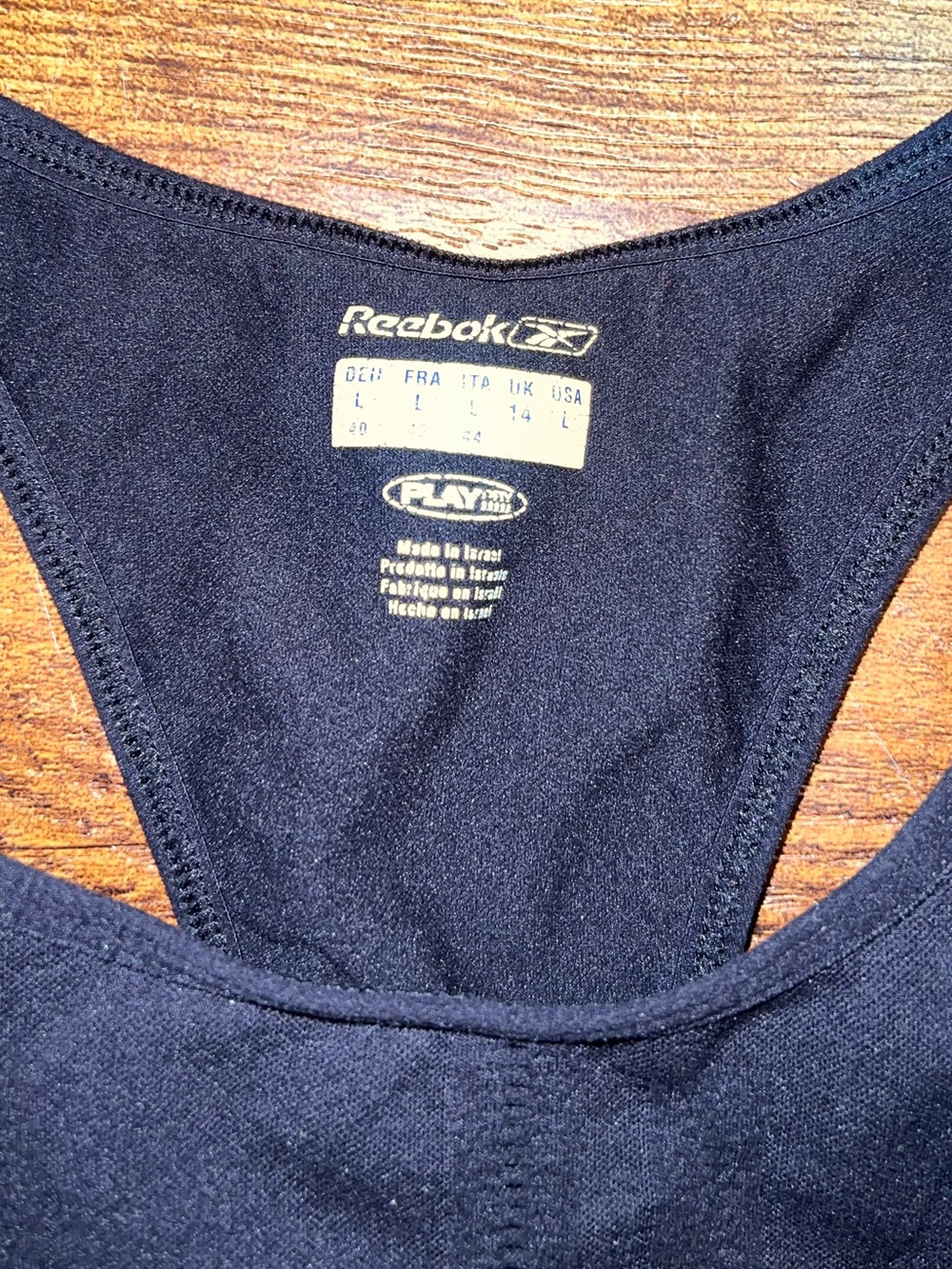 Reebok Black Seamless Fitted Racerback Athletic Stretch Sporty Tank Top Size L - Picture 7 of 7